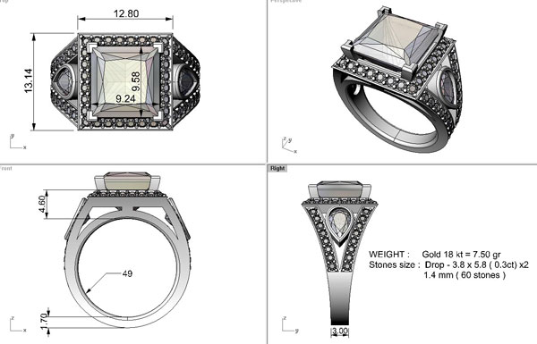 design d'une bague en diamant